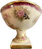 Vintage Hand-Painted Empire Ware Floral Compote Bowl with Gilded Accents