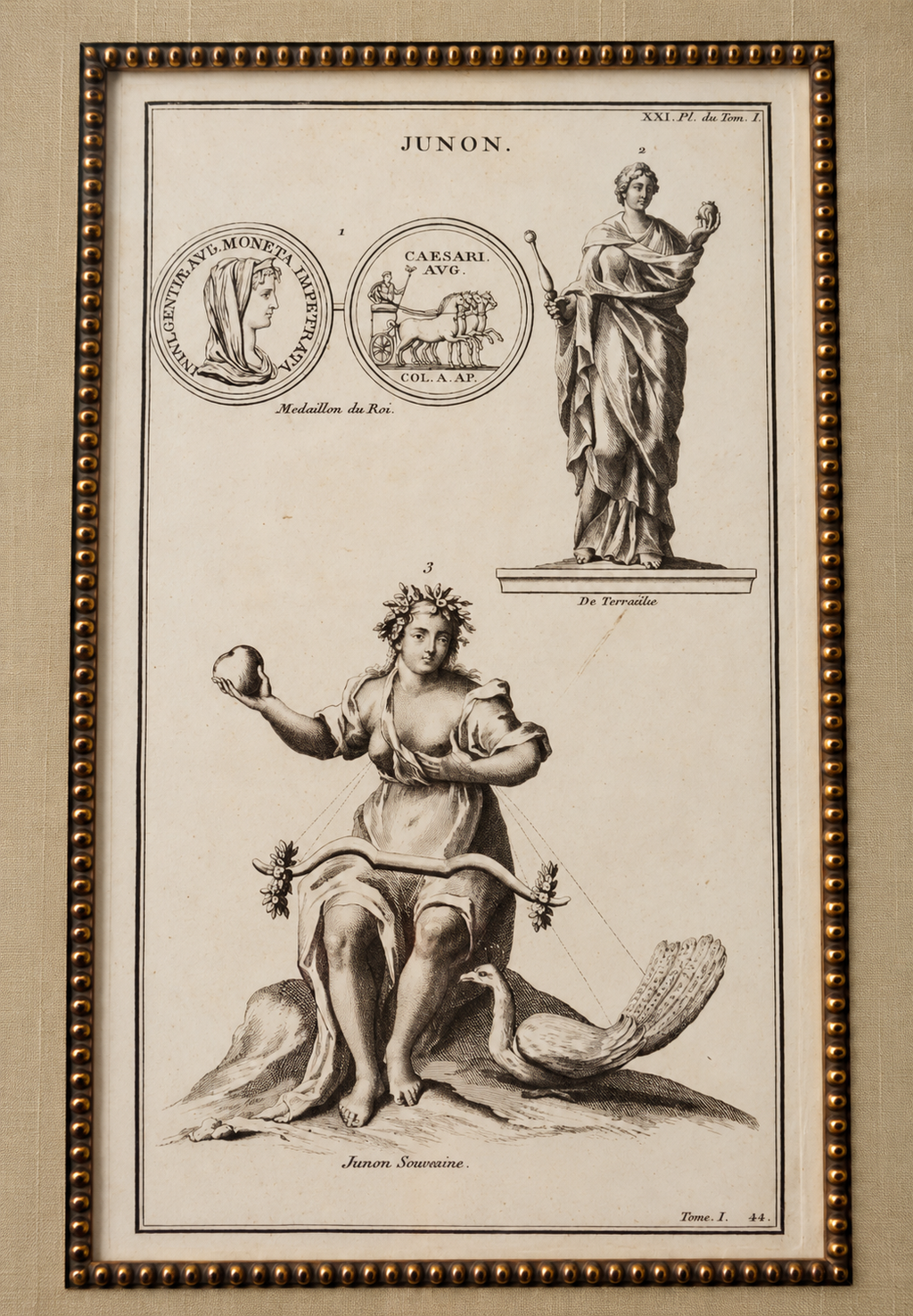 Original 19th-Century Juno Engraving | Framed Neoclassical Art