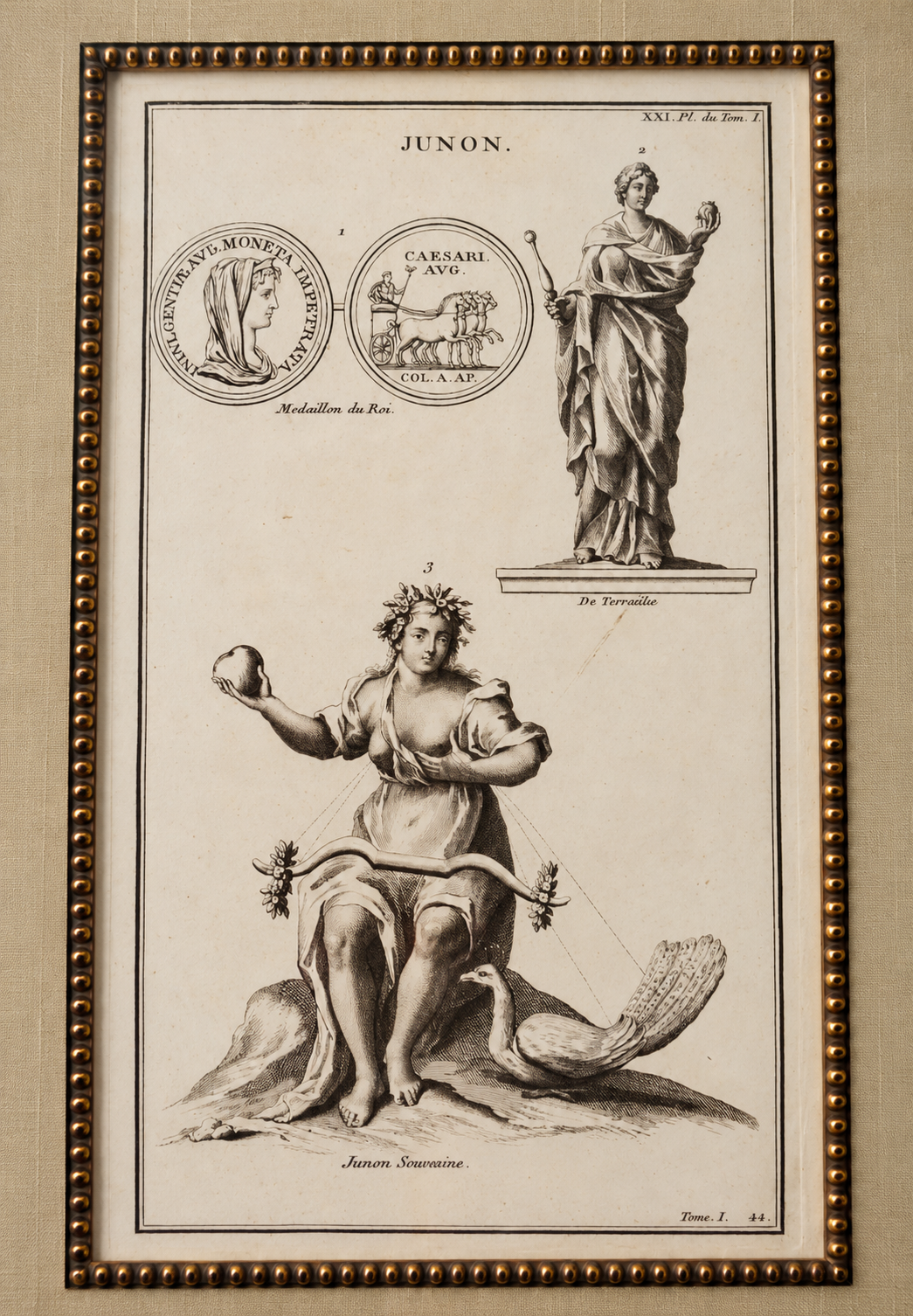 Original 19th-Century Juno Engraving | Framed Neoclassical Art