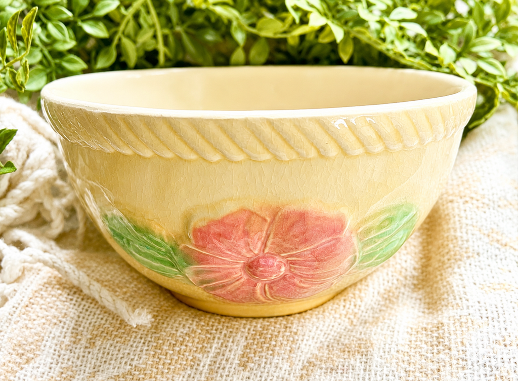 Vintage Floral Mixing Bowl | Cottage Style Ceramic Serving Bowl
