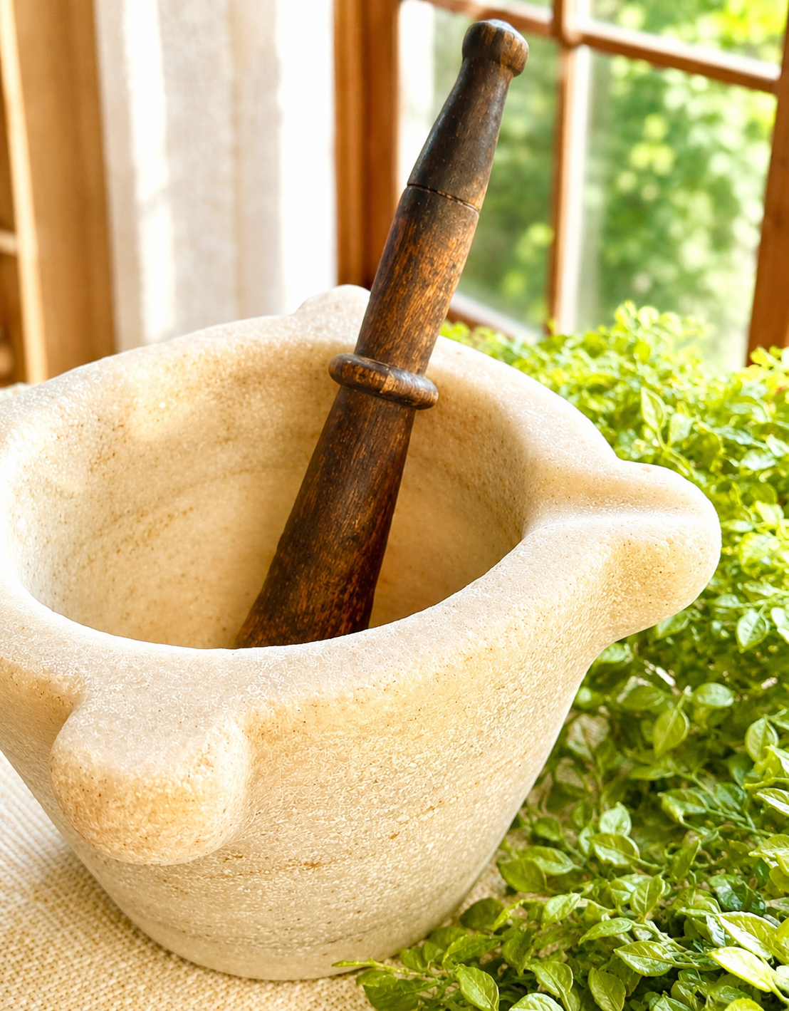 Antique 19th Century French Marble Mortar & Pestle | Apothecary Pharmacy Kitchenalia