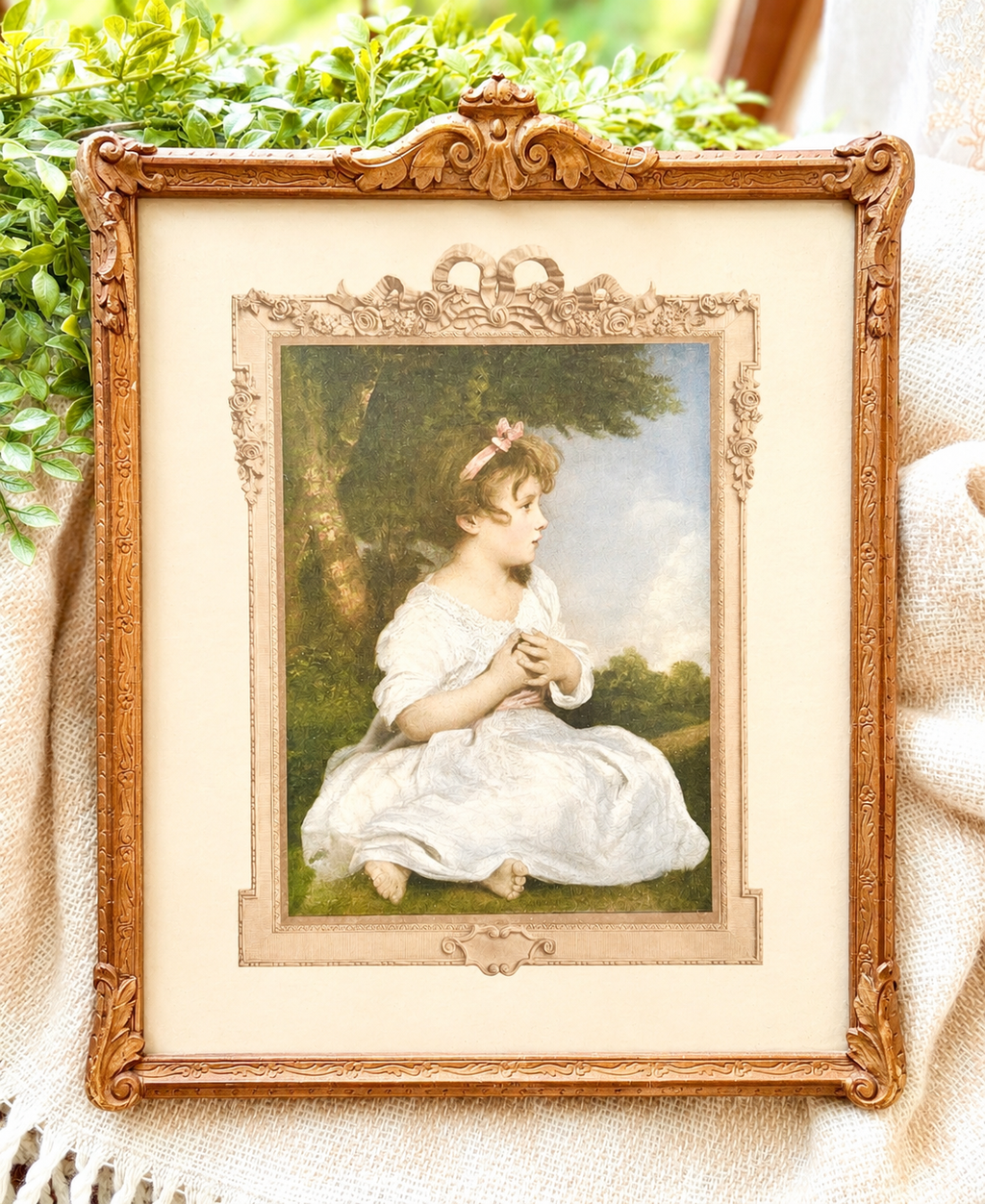 Antique “The Age of Innocence” Print in Ornate Frame