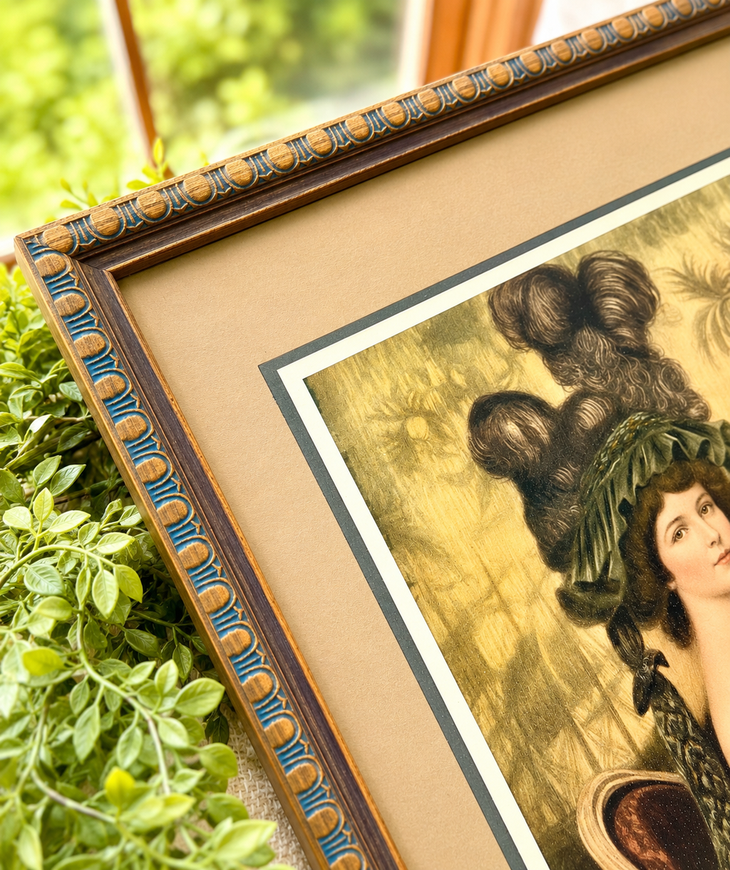 Antique “Lady With the Fan” Framed Art Print