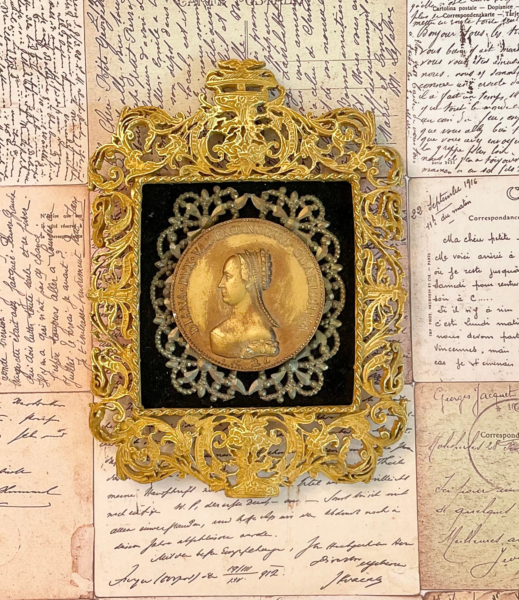 Antique Framed Diane de Poitiers Medallion