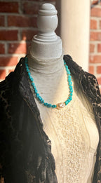 Vintage Howlite & Faux Baroque Pearl Statement Necklace