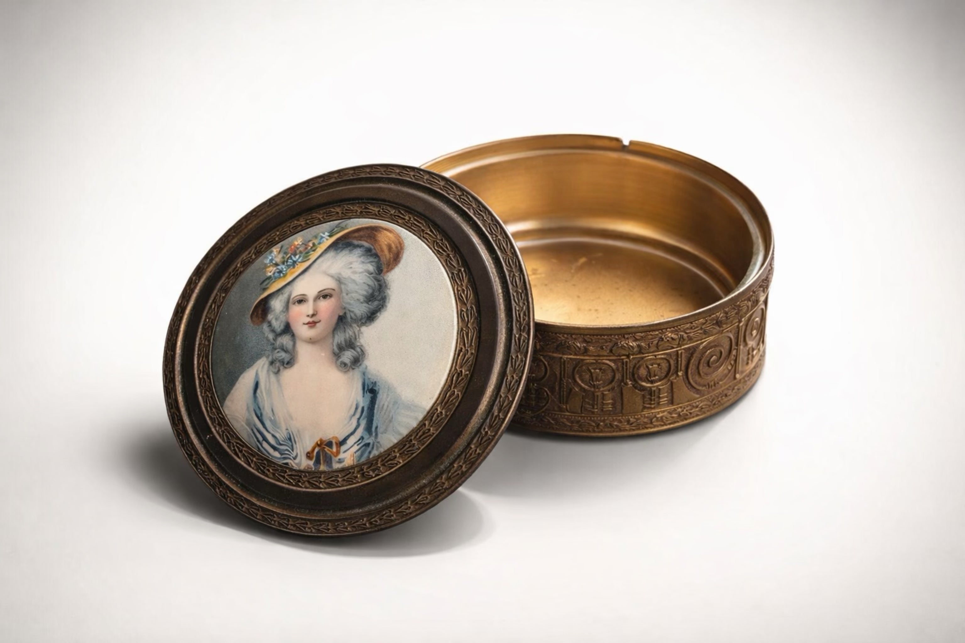 Vintage French Portrait Powder Box