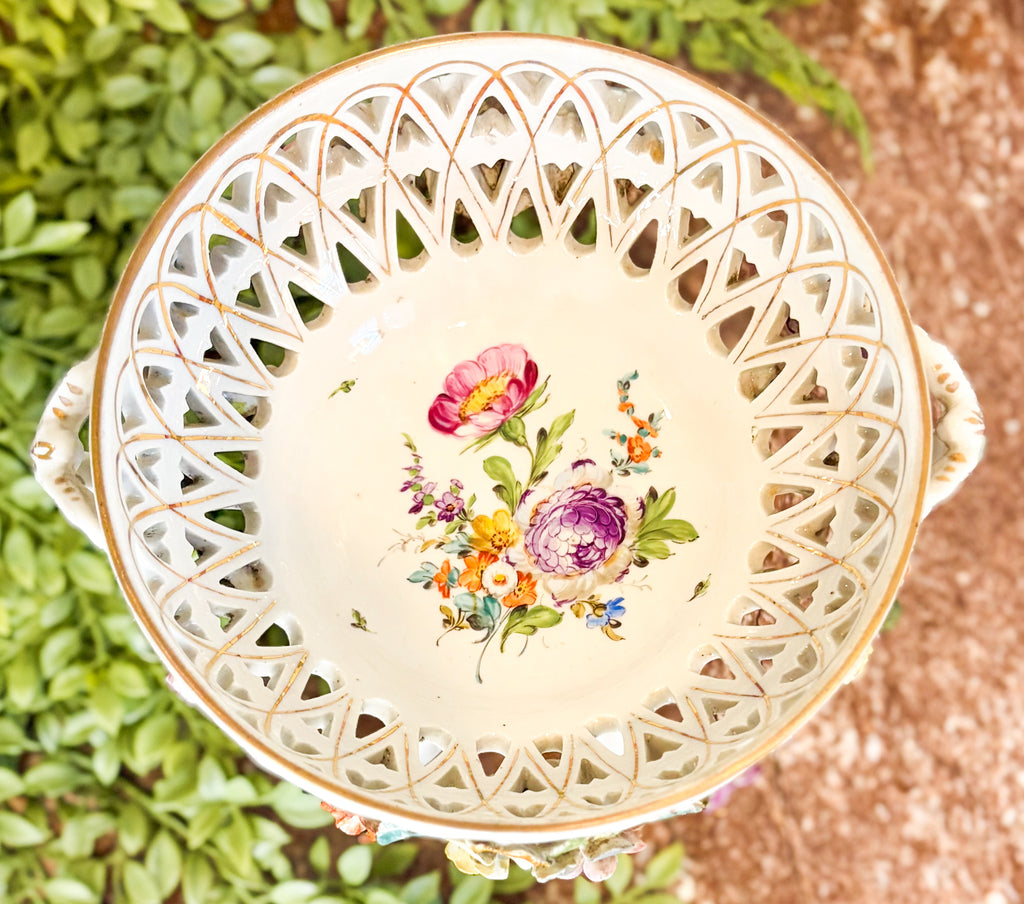 19th Century Carl Thieme Dresden Porcelain Compote Centerpiece