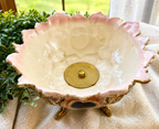 Antique Majolica Style Centerpiece Bowl on Ornate Stand