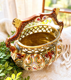 Antique English Alhambrian Majolica Reticulated Basket