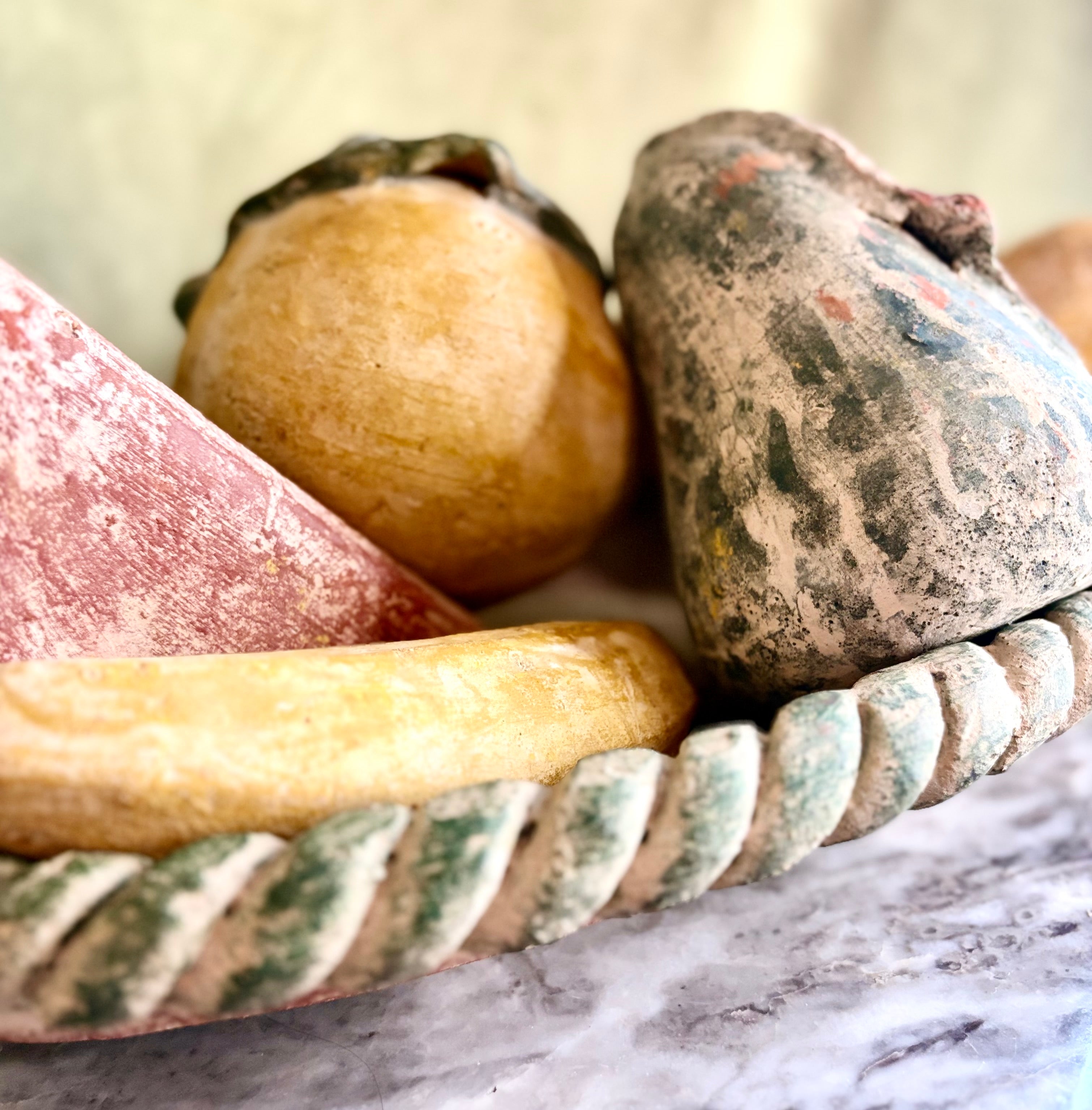 Mid-20th Century Mexican Terracotta Hand-Painted Fruit Set