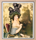 Antique “Lady With the Fan” Framed Art Print