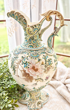 Vintage Italian Majolica Style Ewer Pitcher