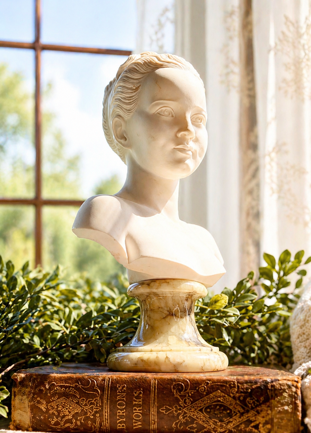 Vintage French Alabaster Bust Sculpture – Signed A. Gianelli
