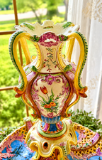 Antique Italian Maiolica Centerpiece Garniture Set by Agostinelli Dal Pra – Nove, Italy c.1880–1900