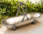 Vintage French Silverplate Centerpiece Basket | Gallia Christofle Style Footed Bowl with Ornate Handle