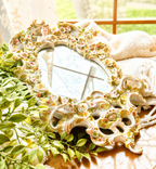 Antique Victorian Porcelain Floral Cherub Mirror