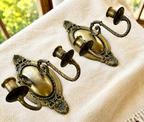 Pair of Antique Brass Wall Sconces | Ornate Victorian Double Arm Candle Holders