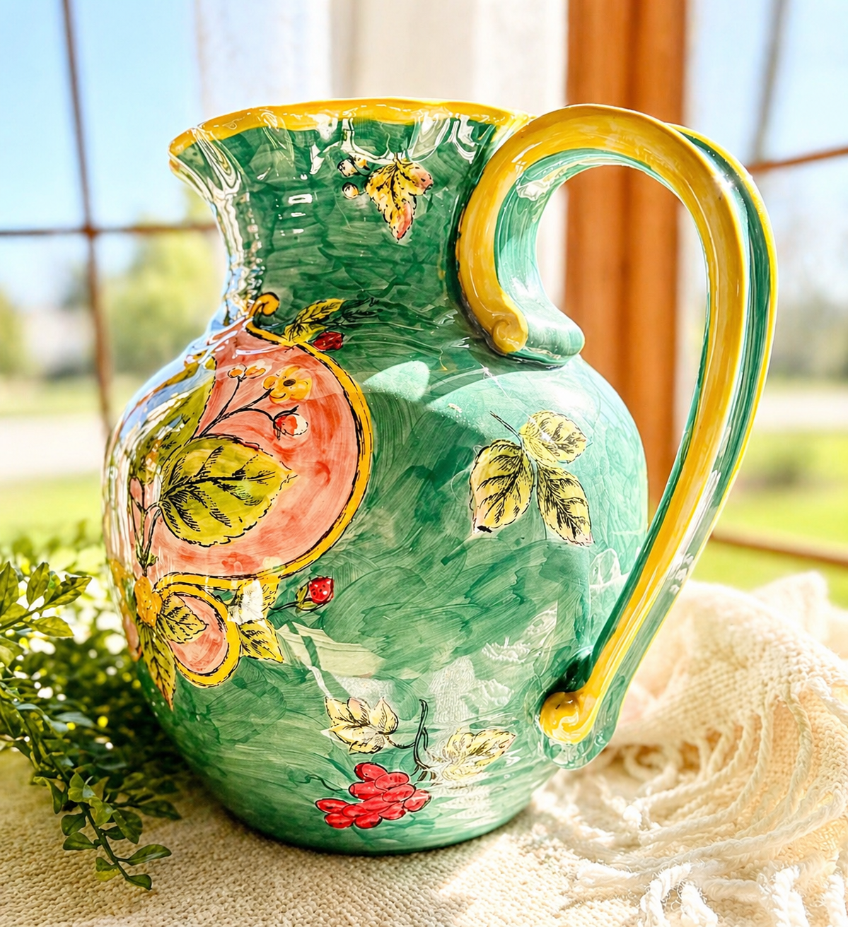 Hand Painted Italian Majolica Style Pitcher