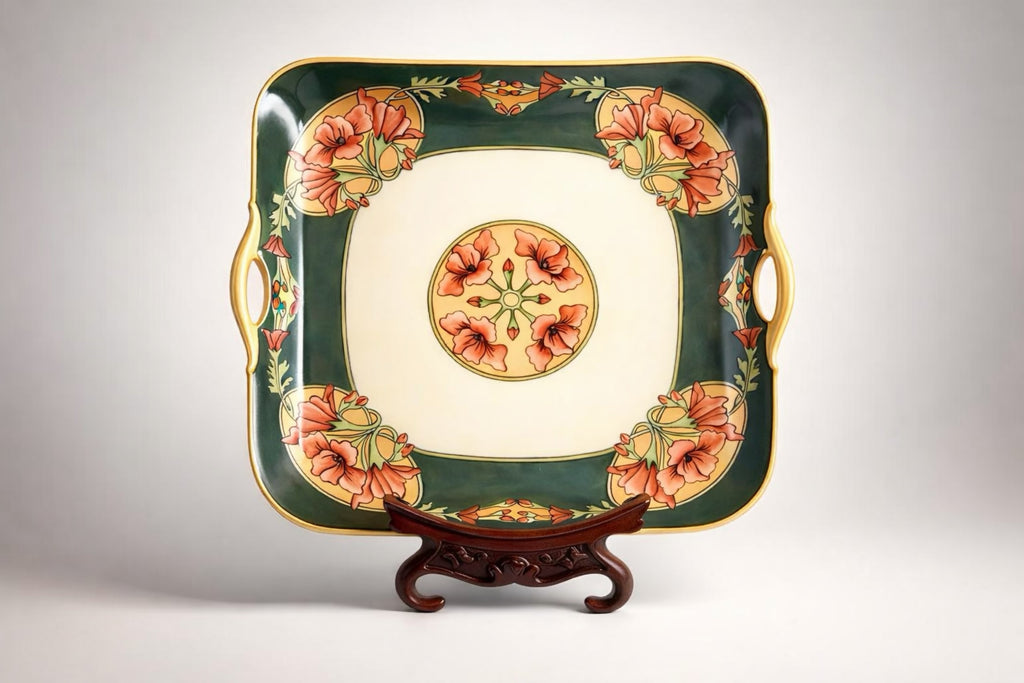 Antique Bavarian Handled Serving Plate, signed c. 1913