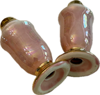 Vintage Pink Lusterware Salt and Pepper Shakers with Gold Trim