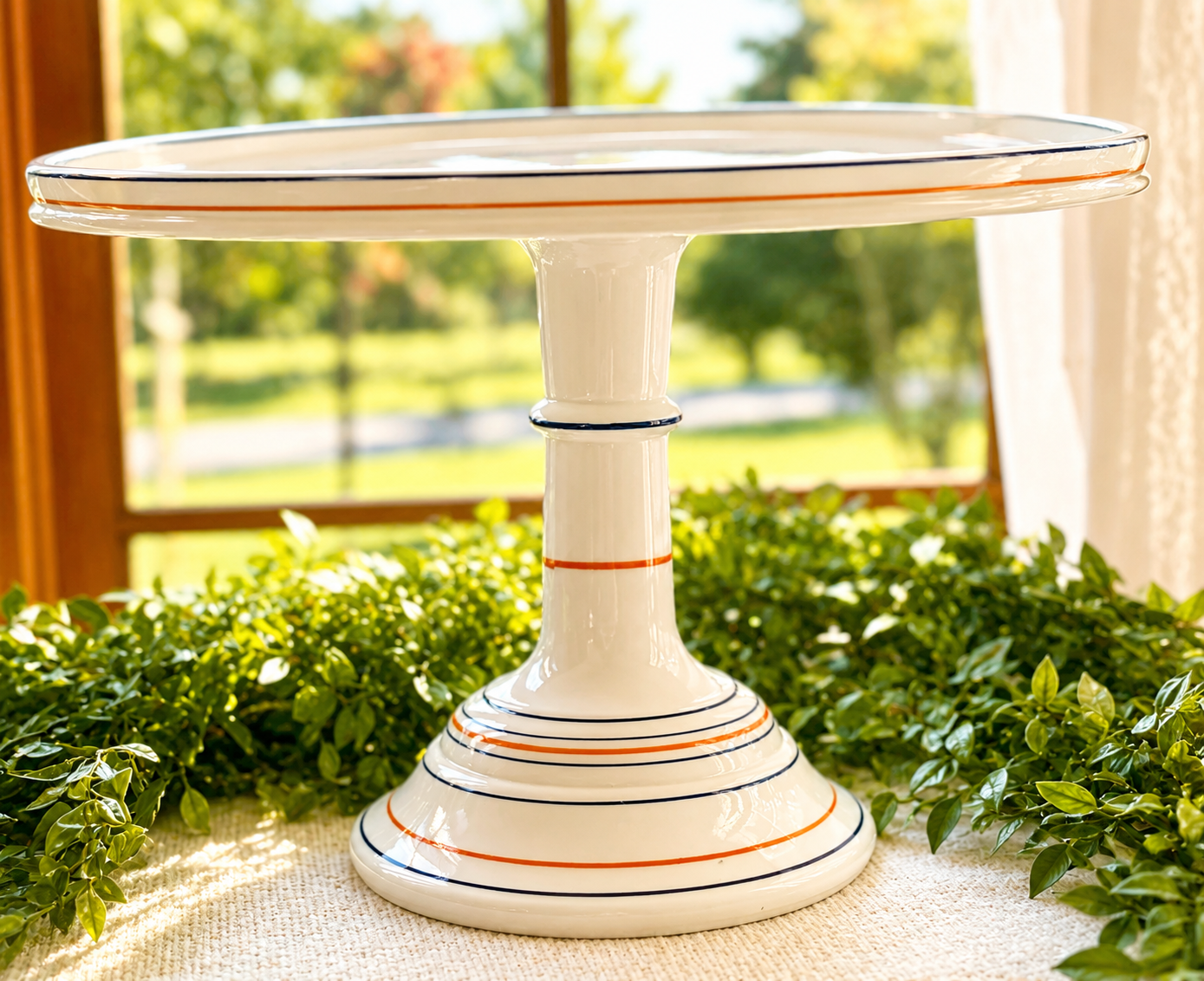 Antique Challinor, Taylor & Co. Hand-Painted Floral Pedestal Cake Stand