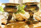 Vintage Pair Brass Urn Planters