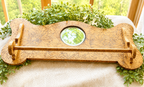 Antique Art Nouveau Style Wall Towel Rack with Mirror | Floral Pyrography Wood Wall Hanging