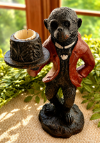Whimsical Cast Iron Animal Butler Candle Holders – Set of 3 | Frog, Fox & Monkey Figurines
