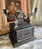 Antique Holy Water Last Supper Altar Oak Box