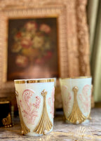 Set of 4 Antique Northwood Inverted Fan Custard Glass Tumblers