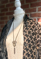 Vintage Silver-Tone Cameo Tassel Necklace