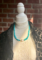 Vintage Howlite & Faux Baroque Pearl Statement Necklace