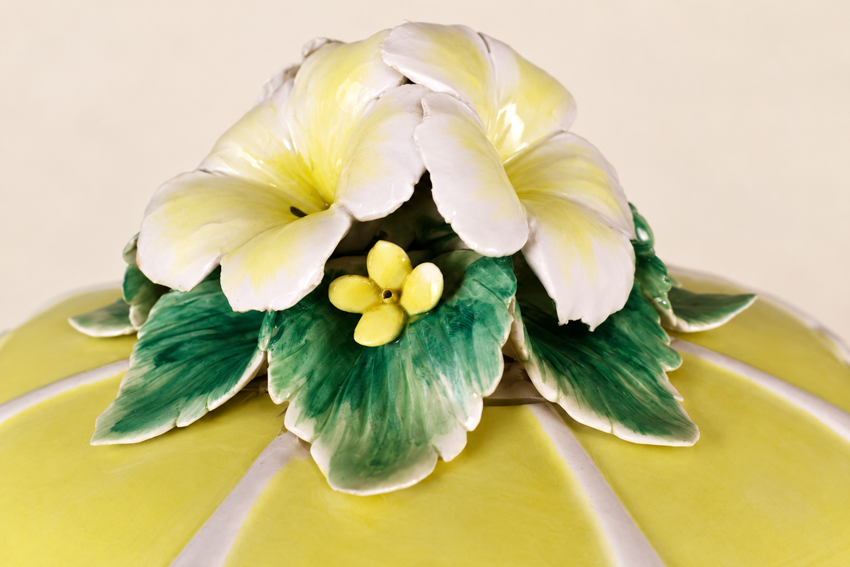 Vintage Italian Floral Ceramic Floral Covered Dish