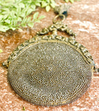 Antique Victorian Metal Mesh Chatelaine Purse with Leather Interior