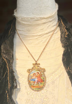 Vintage Limoges France Porcelain Pendant Necklace