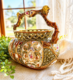 Antique English Alhambrian Majolica Reticulated Basket