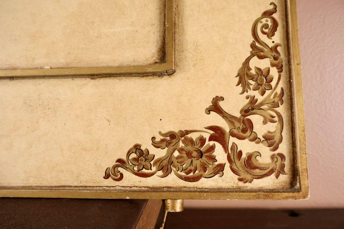 Vintage Italian Hand-Painted Chinoiserie Fireplace Screen with Gilt Detail