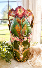 Antique French Majolica Vase Attributed to Faïencerie d’Onnaing Model 3997