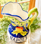 Vintage Fitz and Floyd “Napoli” Hand-Painted Ceramic Pitcher | Italian Fruit Motif