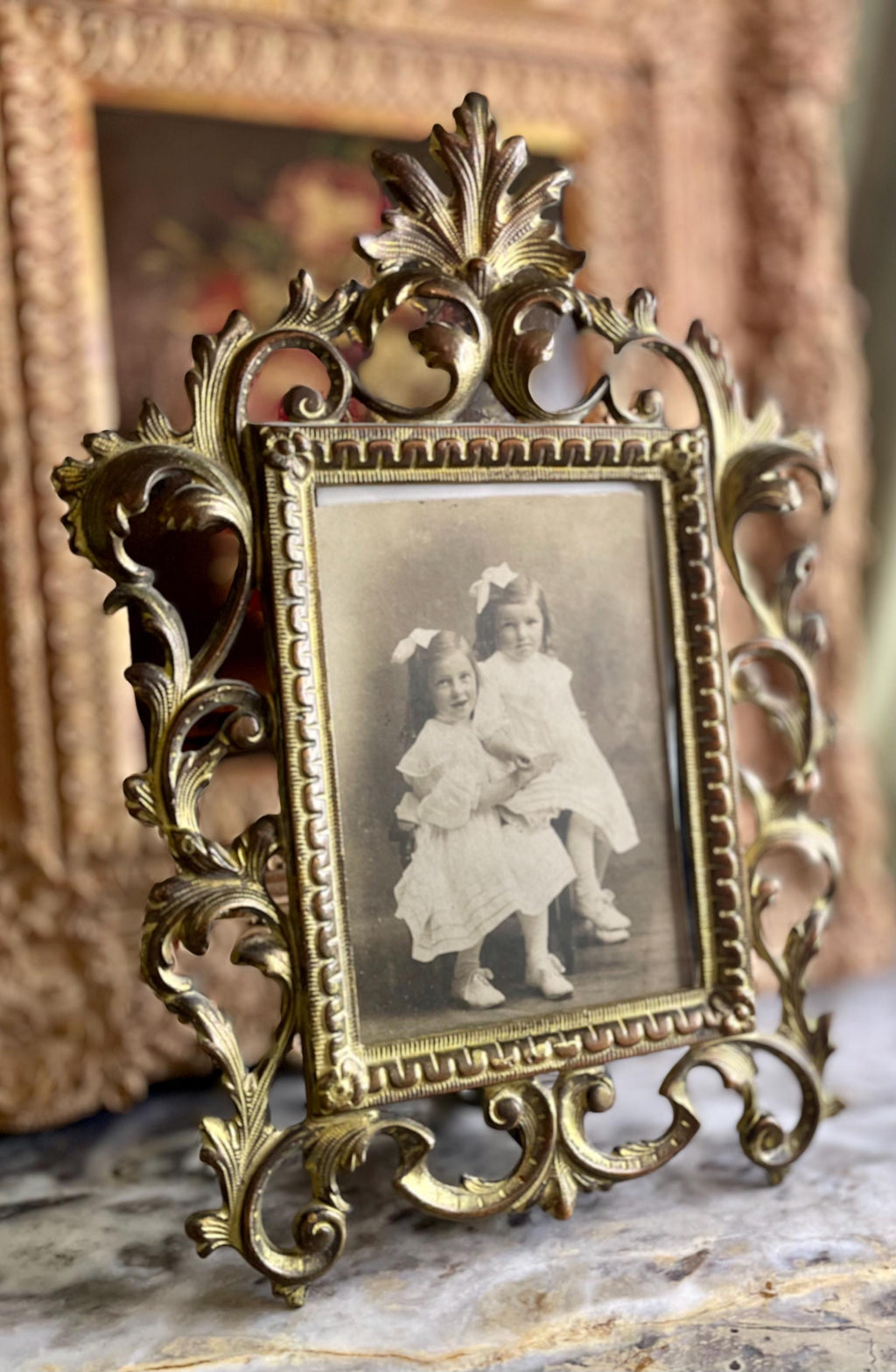 Antique Victorian Rococo Brass Frame