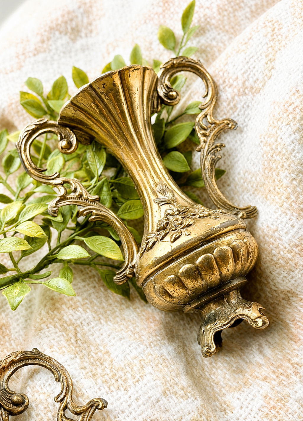 Vintage Pair of Italian Brass Bud Vases