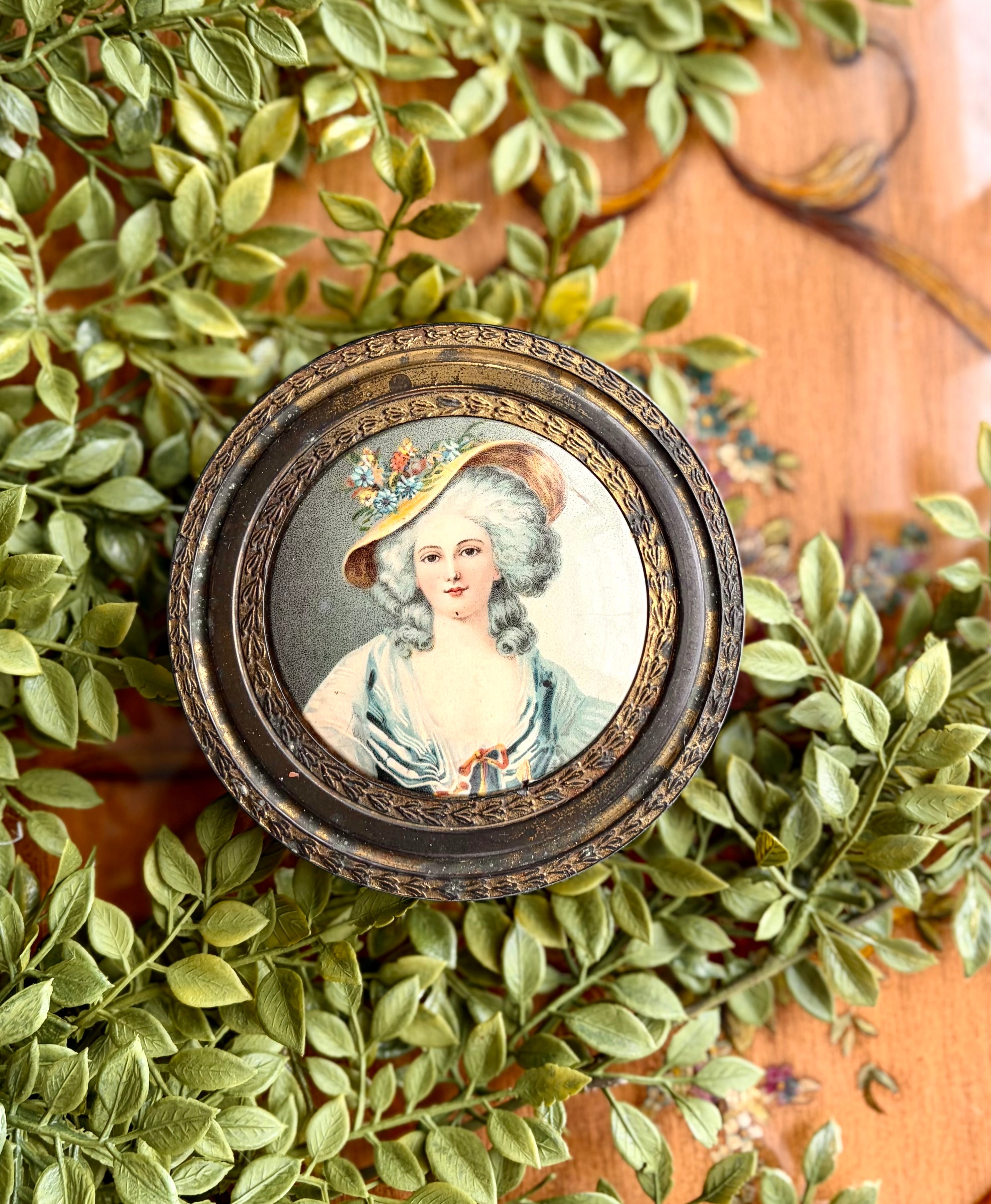 Vintage French Portrait Powder Box