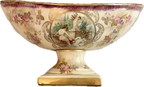 Vintage Hand-Painted Empire Ware Floral Compote Bowl with Gilded Accents