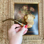 Antique French Meerschaum & Sterling Woman Pipe