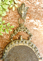 Antique Victorian Metal Mesh Chatelaine Purse with Leather Interior
