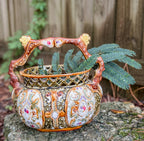 Antique English Alhambrian Majolica Reticulated Basket