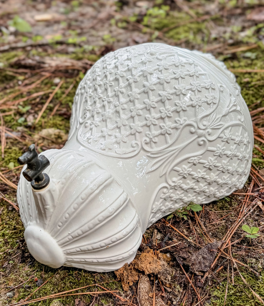 Vintage Italian White Ceramic Lavabo Wall Fountain