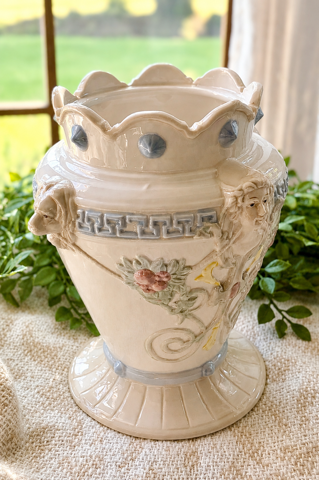 Vintage Victorian Revival Style Figural Urn Vase