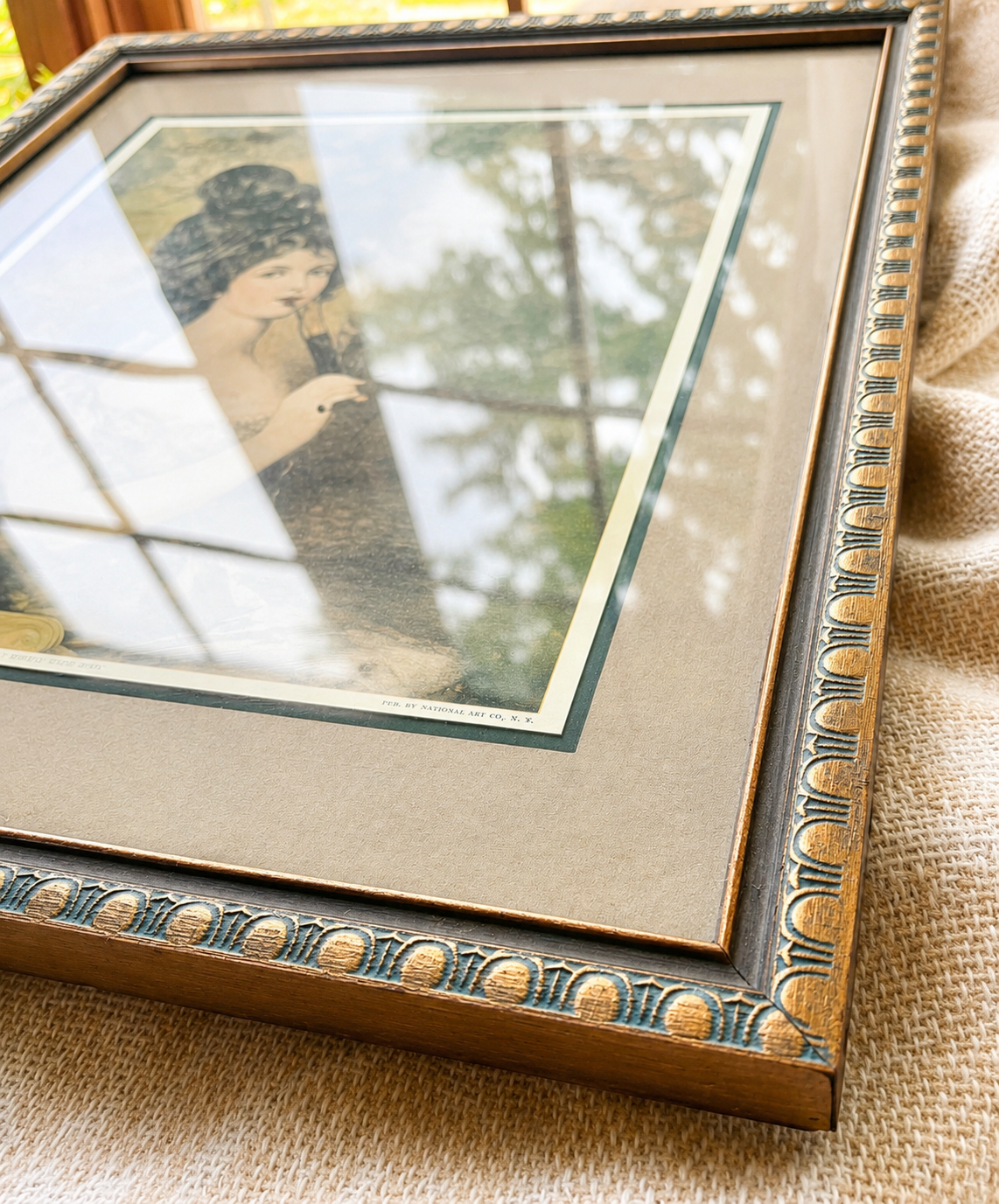Antique “Lady With the Fan” Framed Art Print
