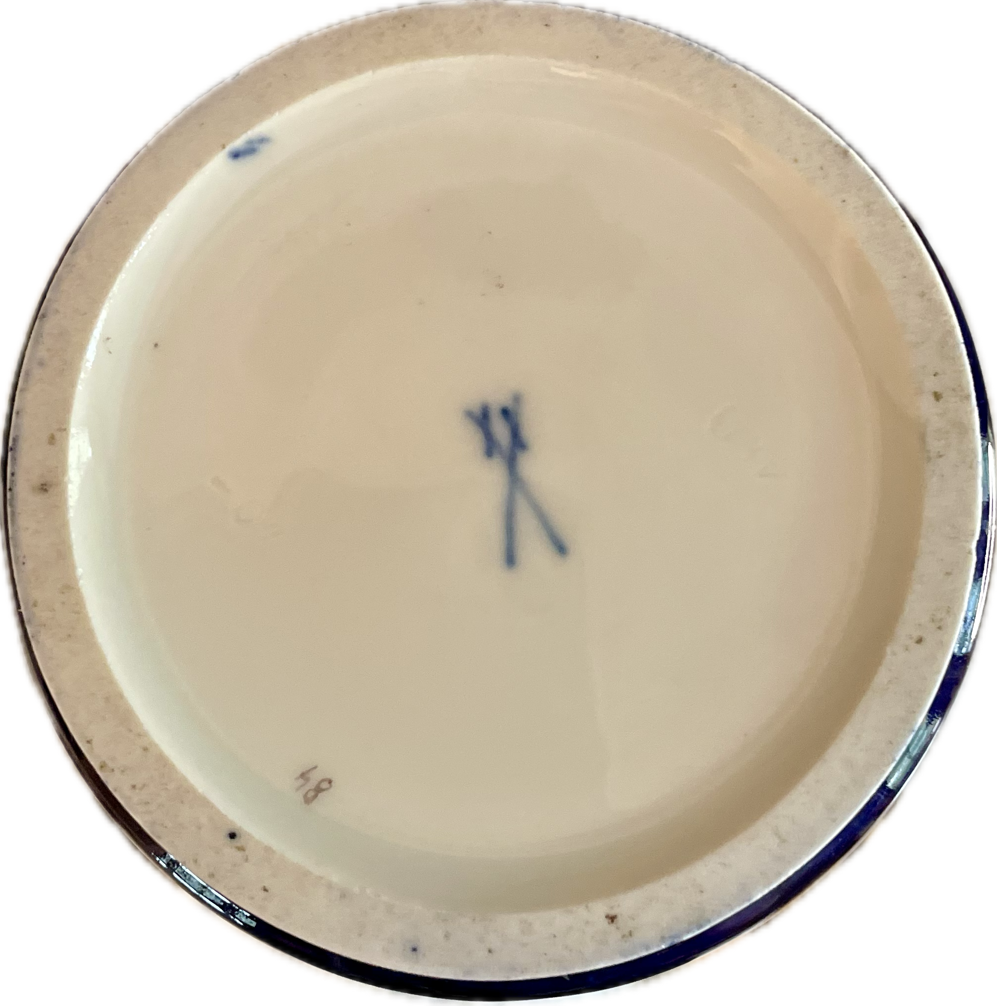 Antique Meissen Cobalt Blue Vase with Hand-Painted Florals and Gilt Detail